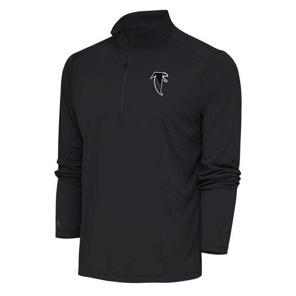 Men's Antigua Charcoal Atlanta Falcons Team Logo Throwback Tribute Quarter-Zip Pullover Top