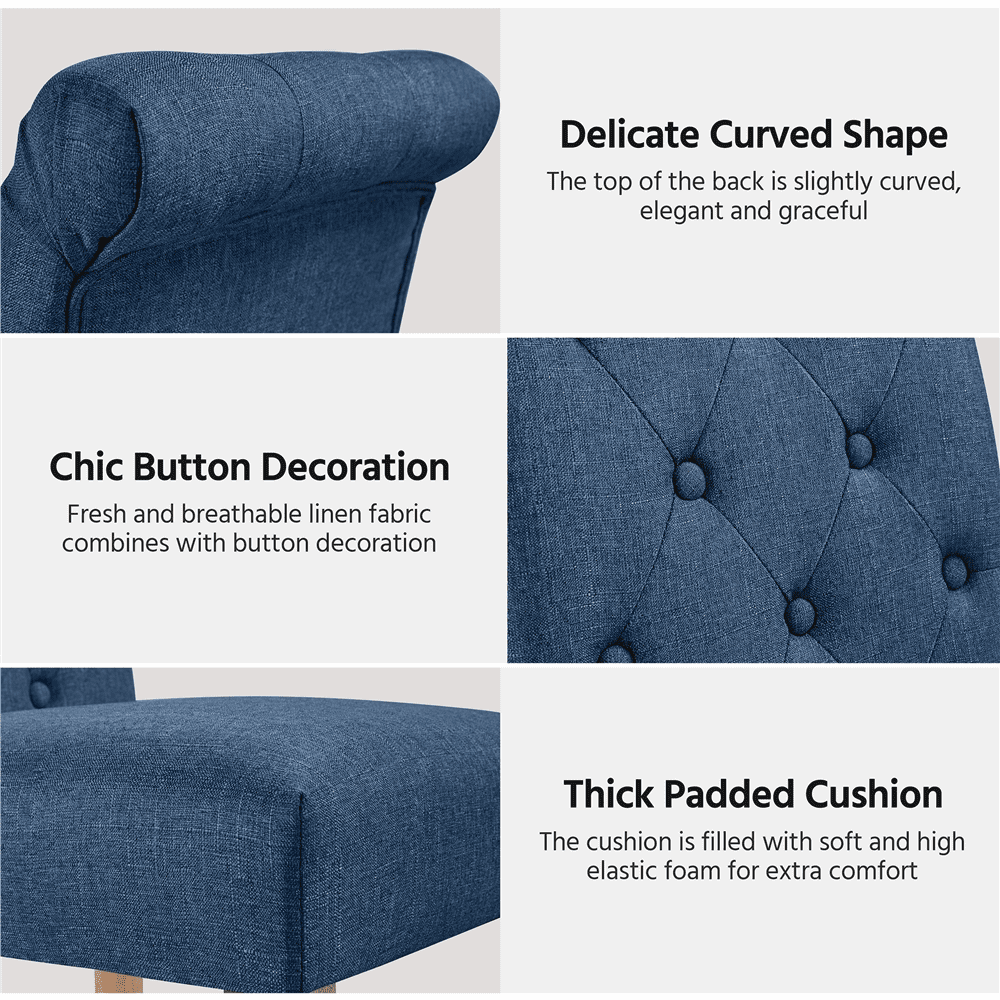 Alden Design 6 PCS Padded Parsons Fabric Upholstered Dining Chairs, Blue