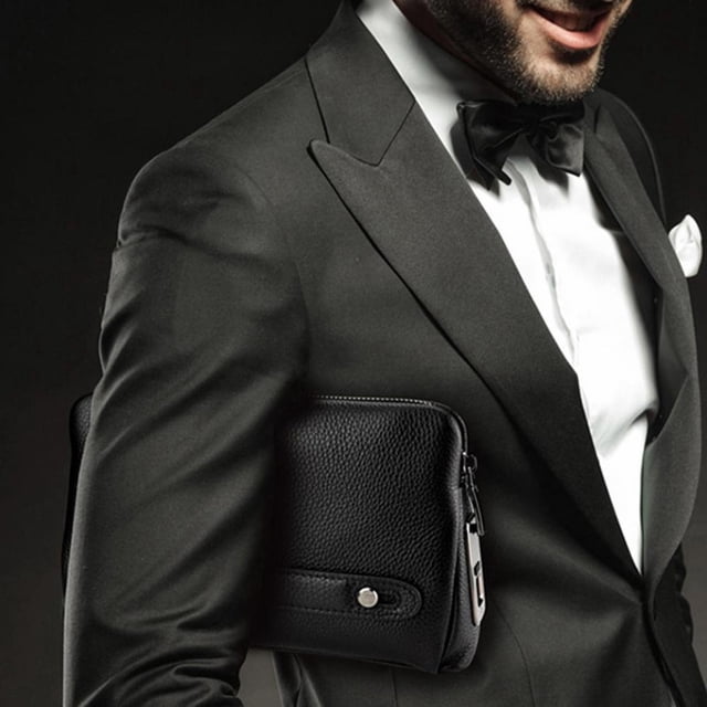 Billetera Inteligente,Cartera Inteligente para Hombre con Huella Digital, Bolso de Cuero antirrobo de Seguridad con Cremallera,para Regalo cargador portátil inteligente Spptty Como se muestra en la descripción