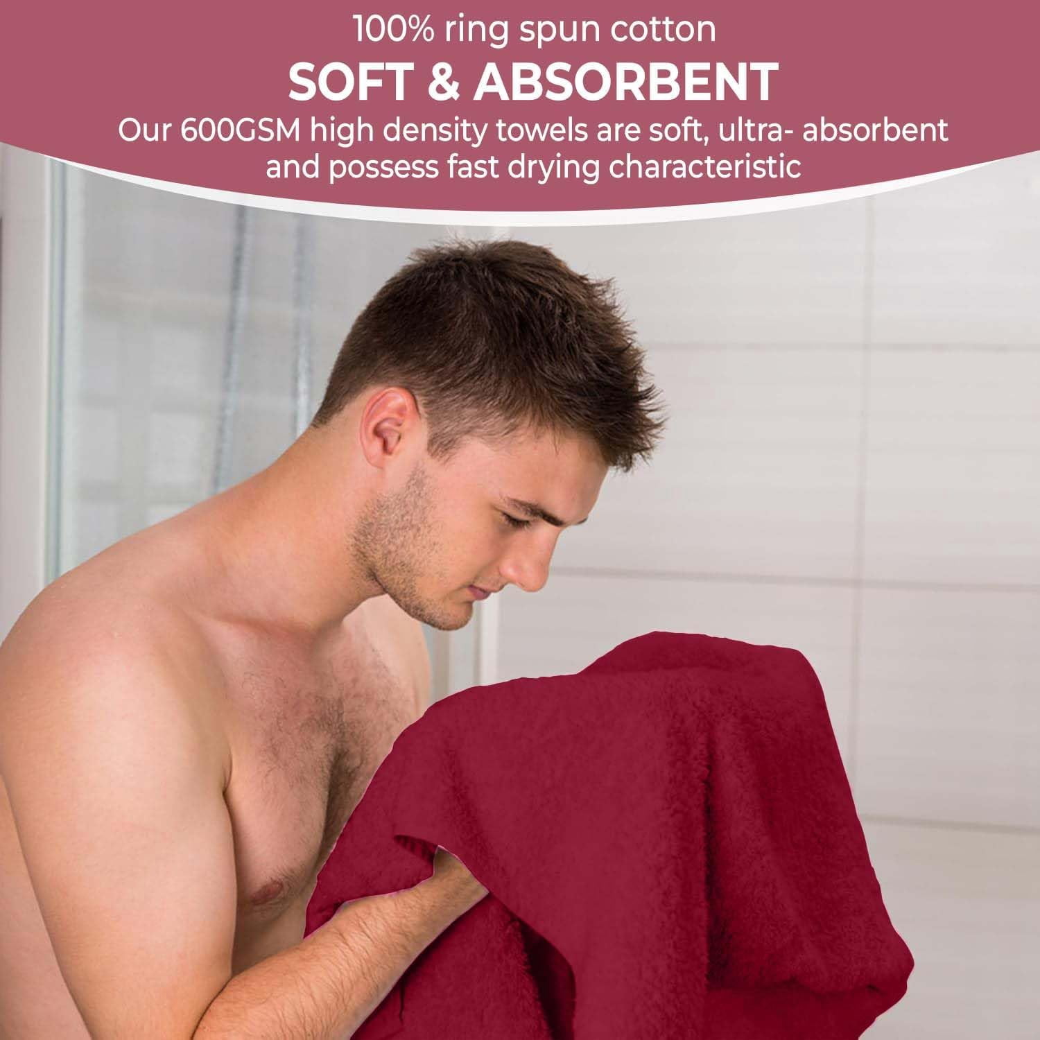 Pack of 6 Bath Towels 27 x 54 Inches, 100% Cotton, Larger & Lighter Weight, Quicker to Dry, Super Soft and Absorbent, Perfect for Bathroom (Burgundy, Pack of 6 (27''x54''))