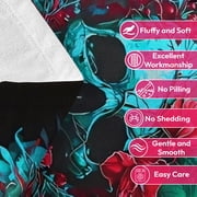 Flannel Fleece Bed Blanket Throw Blanket Lightweight Cozy Plush Blanket for Sofa Couch, Black & Blue Skull 30X40