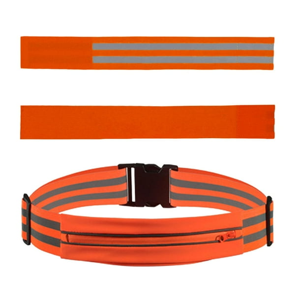 Cinturón reflectante para correr, riñonera para hombres y mujeres, cinturón luminoso, reflectante para correr 1 cinturón y 2 brazaletes