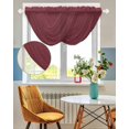 thumbnail image 3 of Red Solid Color Sheer Waterfall Valance Curtains for Window, Aesthetics Contemporary Luxury Rod Pocket Sheer Topper Swag Curtains for Living Room, Kitchen 38.5"W x 47.2"L, 2 Panels, 3 of 7