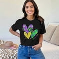 thumbnail image 2 of ALLTB Mardi Gras Tshirt for Women Graphic Crewneck Casual Pullover Tops Fat Tuesday Short Sleeve Tees, 2 of 5