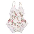 thumbnail image 1 of SUNSIOM Baby Girls Summer Sleeveless Romper V Neck Lace Patchwork Jumpsuit, 1 of 8