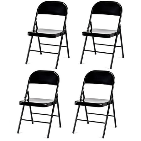 Set of 4 Steel Frame Heavy Duty Armless Folding Chairs