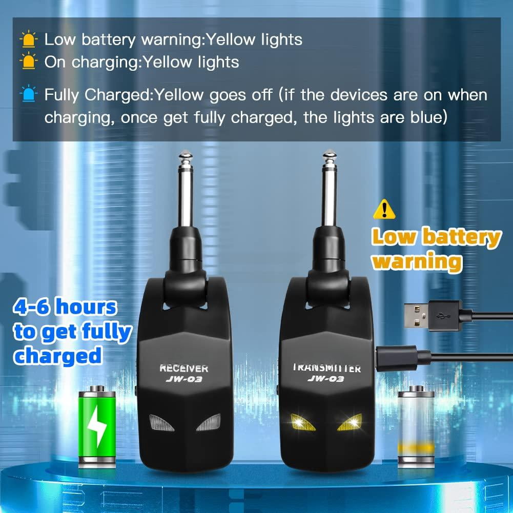 2.4ghz Wireless Guitar System 4 Channels Rechargeable Audio Transmitter Receiver For Bass Electric Instruments (jw-03)