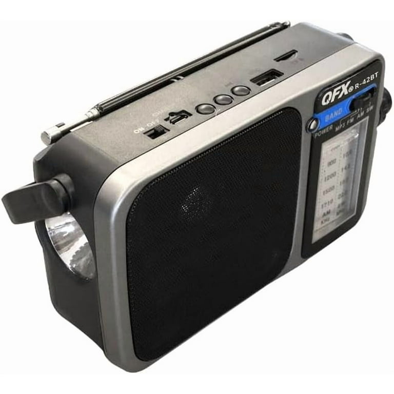 Portable 3-Band AM/FM/SW Radio with Bluetooth + LED Flashlight