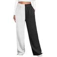thumbnail image 2 of Women's Casual Loose Black and White Checkered Wide Leg Pants High Waist Straight Lounge Y2K Trousers, 2 of 6