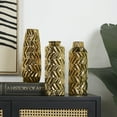 thumbnail image 2 of DecMode 4"W, 11"H Dimensional Chevron Textured Gold Ceramic Vase with Varying Shapes, Set of 3, 2 of 10