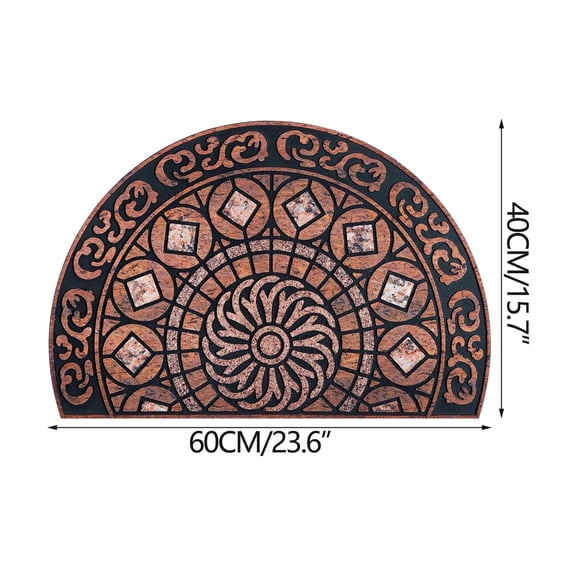 LEHOZIHEQ Door Mat, Unique Stylish Front Bohemian Style Door Mat, Half Round Door Mat Non-Slip Entryway Doormat (40x60CM)