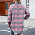 thumbnail image 4 of Tuphregyow Women's Winter Lapel Coat Open Front Cardigan Jackets Outerwear Coats with Pockets Soft Long Sleeve Button Plaid Print Classic Pink S, 4 of 9