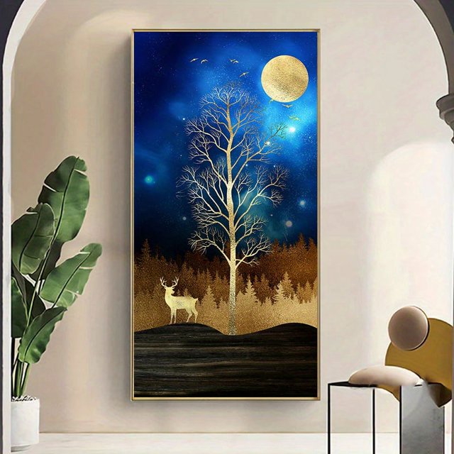 1pc Frameless Golden Tree Of Life Canvas Poster Print Modern Abstract Gold Leaf Wall Art Painting Nordic Living Room Decoration Picture Cuadro, No Frame
