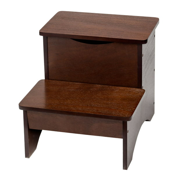 2 Step Wooden Stool With, Wooden Footstool With Storage