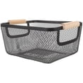 thumbnail image 3 of Wire Storage Basket with Wooden Handles for Organizing Clothes Toys and Household Items Black 12.5 x 8.5 x 6 inches, 3 of 5
