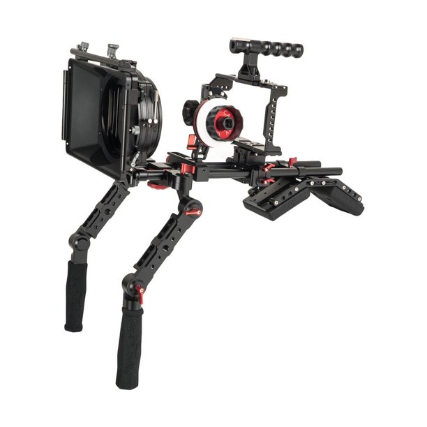 CameTV BMPCC 4K Plus Shoulder Rig Mattebox A/B Follow Focus 15mm Rod
