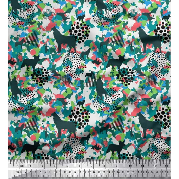 Soimoi Cotton Jersey Fabric Dot,Camouflage Texture & Wolf Animal Print Fabric by Yard 58 Inch Wide