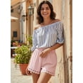 thumbnail image 4 of JYLFC Womens Shorts Summer Casual Loose Elastic Waist Drawstring Lace Boho Beach Cover Up Shorts, Pink 2XL, 4 of 7