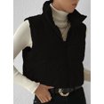 thumbnail image 3 of Arvbitana Women Teen Girls Corduroy Puffer Vest Solid Color Stand Collar Quilted Waistcoat Fall Winter Casual Outdoor Sleeveless Padded Jacket Coat Tops, 3 of 4