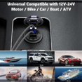 thumbnail image 2 of USB Car Charger Socket Dual QC3.0 Port Quick Charge 12V/24V Car Adaptor with LED Digital Voltmeter, 2 of 5