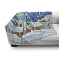 thumbnail image 3 of Winter Soft Flannel Fleece Throw Blanket, Stained Glass Inspired Art with Cold Snowy Weather Village with Smoking Chimneys, Cozy Plush for Indoor and Outdoor Use, 70" x 90", Multicolor, by Ambesonne, 3 of 6