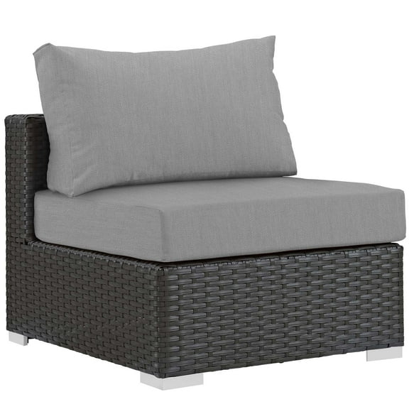 Modern Contemporary Urban Design Outdoor Patio Balcony Garden Furniture Sofa Middle Chair, Sunbrella Rattan Wicker, Grey Gray