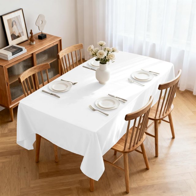 Black Table Cloths Rectangular 60 x 84 Inch, Waterproof Rectangle Table Cloth Stain Resistant Tablecloth, Spillproof Washable Table Cover for Dining, Buffet, Parties, Holiday, Events, Wedding