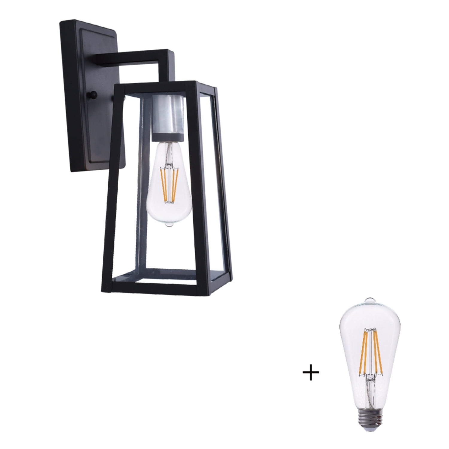 Better Homes & Gardens 12.5"H Bronze Classic Outdoor Wall Light, Glass Shade, ST19 LED Bulb Included