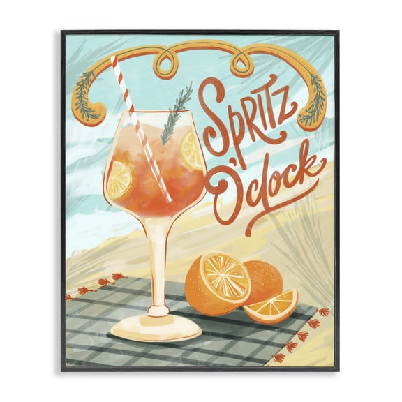 Stupell Industries Eclectic Spritz O'Clock Citrus Cocktail Black Framed Giclee Art, 11 x 14, by Connie Summers