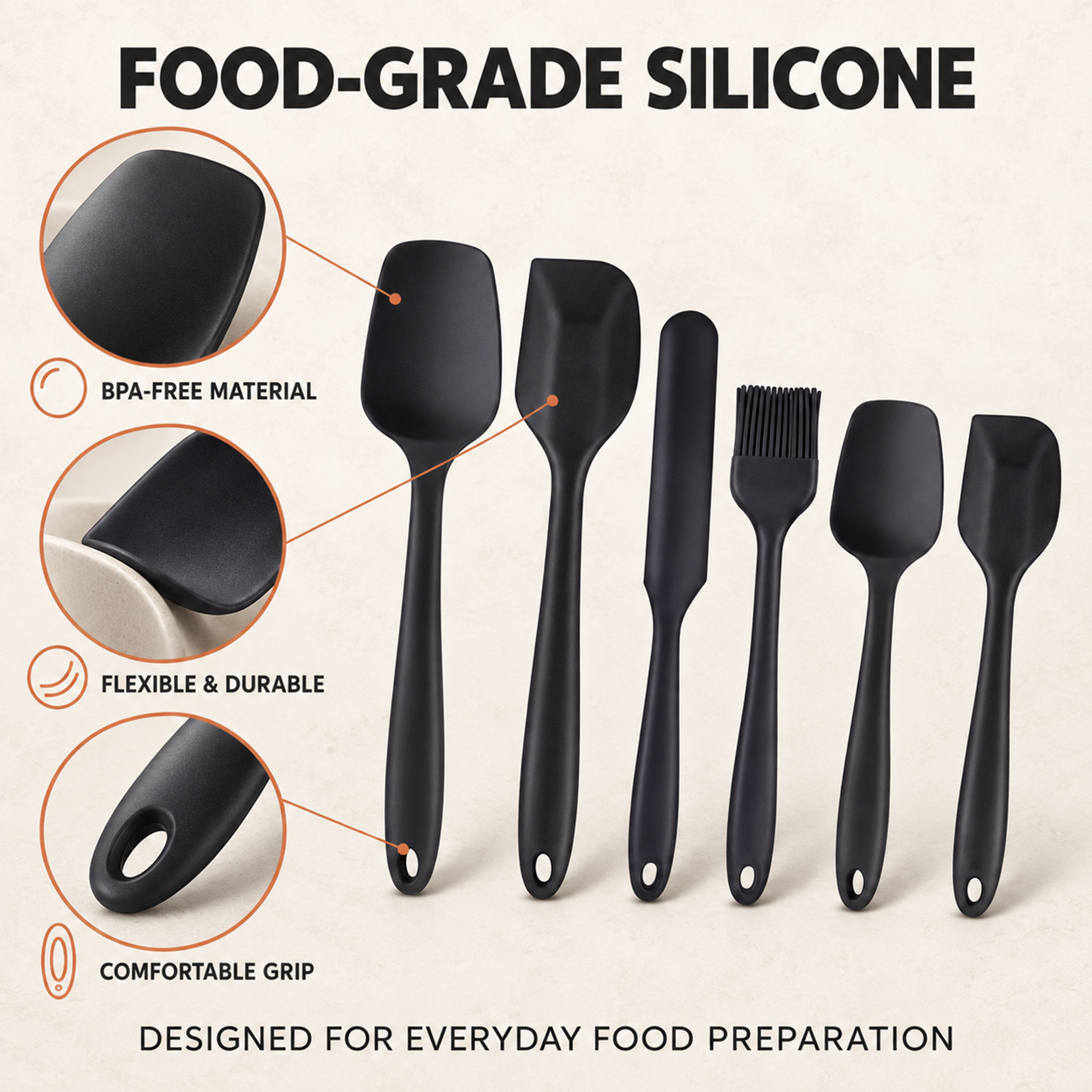 Alifecxwwy 6-Piece Silicone Spatula Set, Heat Resistant photo 7