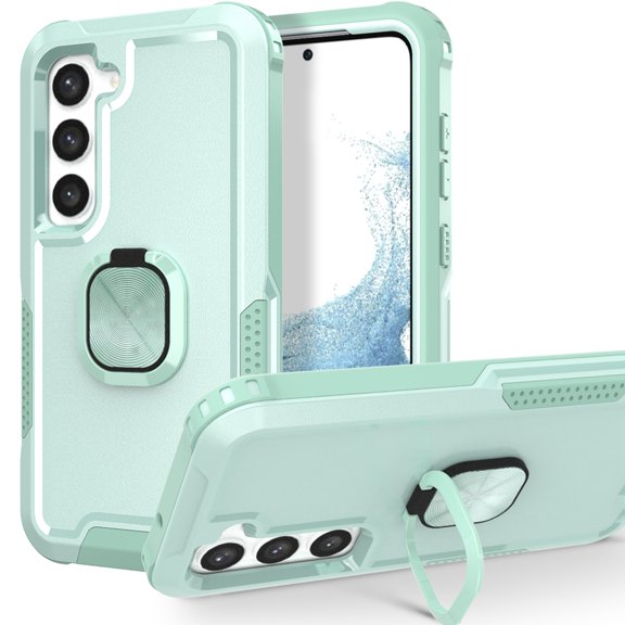 SaniMore for Samsung Galaxy S23 FE Magnetic Case, Rugged PC & TPU Bumpers with Car Mount & Ring Kickstand Heavy Duty Full Body Protective Case for Women Men, Mint
