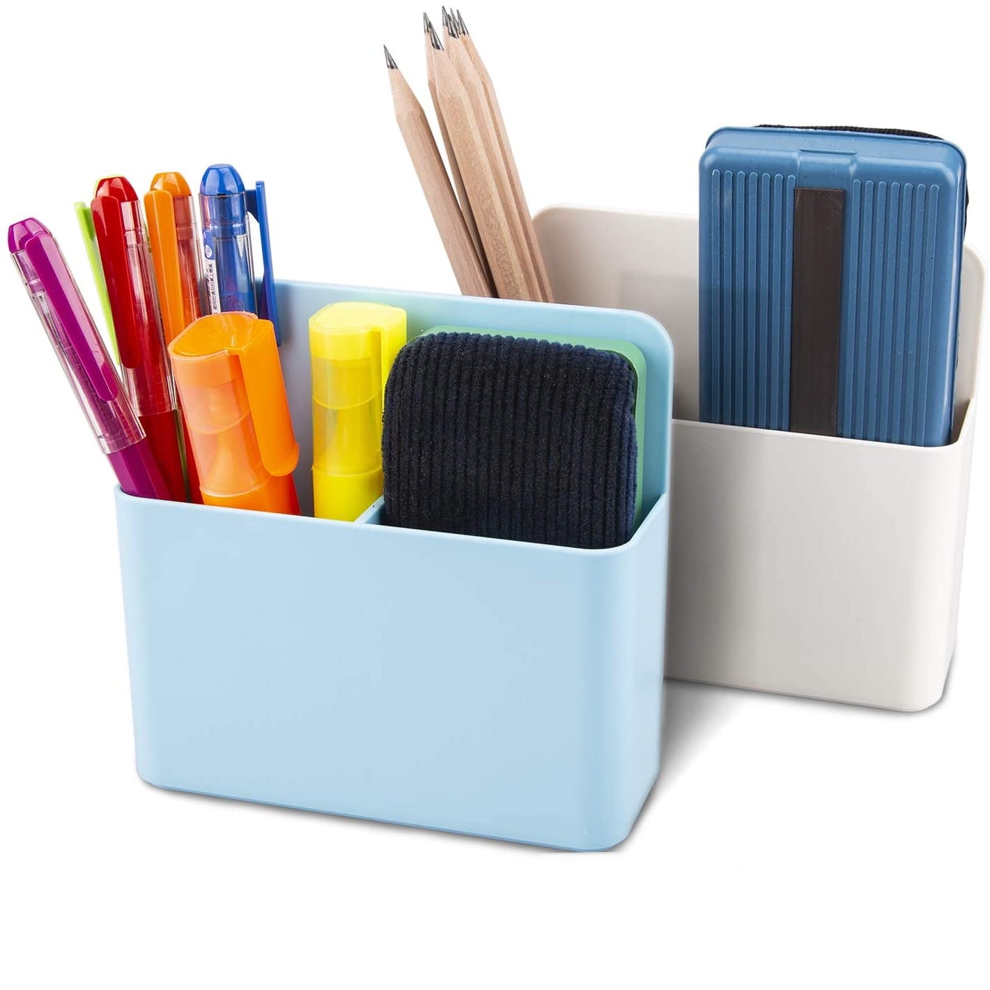 TORUBIA 2 Pack Pen Holder with Divider, Adjustable Dry Erase