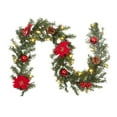 thumbnail image 4 of Guirnalda navideña de flores artificiales, hojas , guirnaldas navideñas, enredadera verde para puerta de entrada, pancartas para fiestas, Rojo 27 m, 4 of 8
