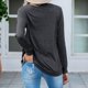 thumbnail image 4 of Blusa con retales con purpurina, cuello redondo, lentejuelas, manga larga, holgada, informal, suave, túnica para mujer, gris S, 4 of 6
