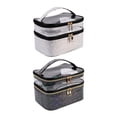 thumbnail image 1 of Bolsa de maquillaje de doble capa de viaje, 2 uds., bolsa de aseo, bolsas de brochas de maquillaje, plegable, 1 of 9