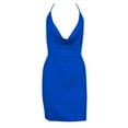 thumbnail image 4 of TOPUUTP Club Dresses for Women Blue Sexy Backless V Neck Mini Dress High Slit Club Night Out Party Cocktail Dresses Blue L, 4 of 4