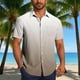 thumbnail image 1 of Blusa y camisa de manga corta con cuello vuelto para hombre, blusa informal de moda con cuello vuelto, estampado degradado, camisa de manga corta con botones, blusa de poliéster para hombre, 1 of 6