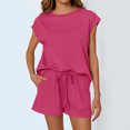 thumbnail image 5 of ZZwxWA 2 Piece Sets for Women Casual Summer Lounge Set Cap Sleeve Tops and Elastic Waist Shorts Tracksuit Solid Color Athletic, 5 of 6