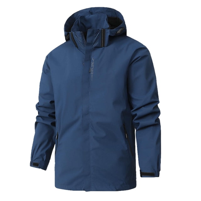 Birdeem Man Solid Color Water Resistance Drawstring Pockets Hooded Outdoor Jacket Coat