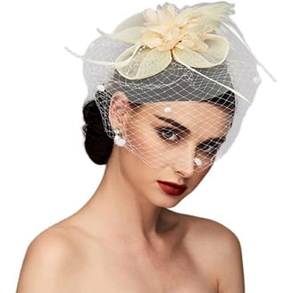 Fascinator Hat with Veil Feather Funeral Headpiece Lace  display picture 1