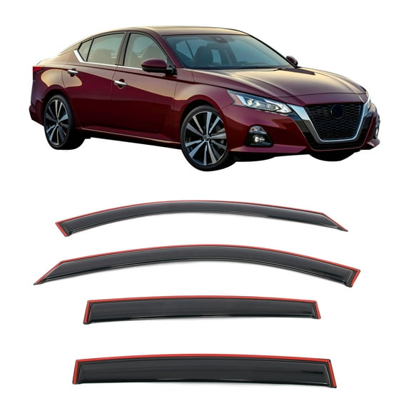Ikon Motorsports In-Channel Window Visors Fits 2019-2026 Nissan Altima Sedan, Slim Style Side Door Rain Vent Guard Deflectors, Acrylic Smoke 4PCS