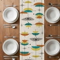 thumbnail image 6 of Boho Teal Yellow Orange Grey Table Runner - 120 Inch Long, Kitchen Dining Table Runner Dresser Scarves, Middle Century Geometric Farmhouse Decor for Coffee Tables Wedding Party Banquet, 6 of 8