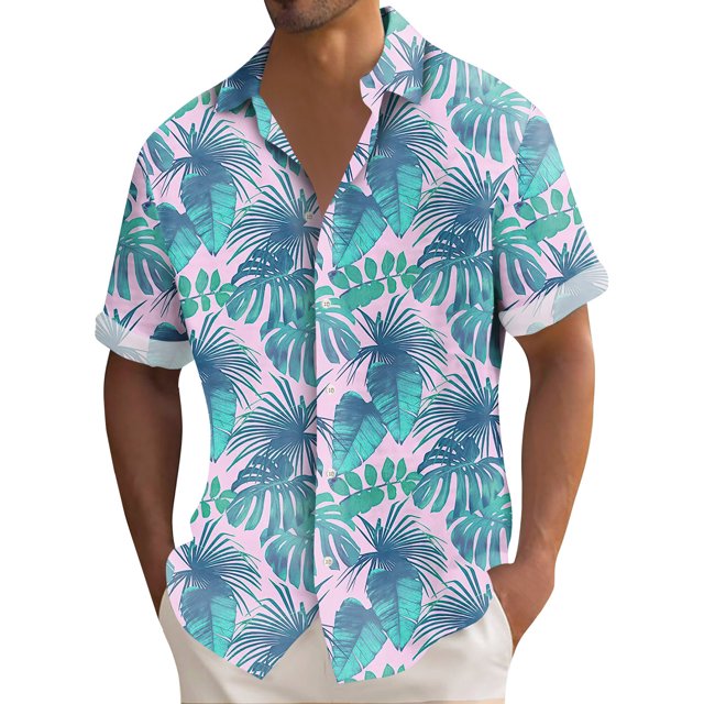 Hawaiian Shirt For Men, Men's Vintage Button Down Bowling Shirts Short Sleeve Summer Beach Shirt 4XL