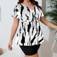 thumbnail image 7 of Zpanxa Drawstring Swimsuit Set for Women Conservative Short Sleeve Two Piece Printed Modest, 7 of 7