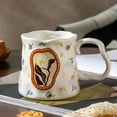 thumbnail image 2 of Hand-Painted Floral Ceramic Mug - Irregular Artisan Coffee Cup, Elegant Tea Gift for Women,High-End and Exquisite Milk Breakfast Mugs, 2 of 7