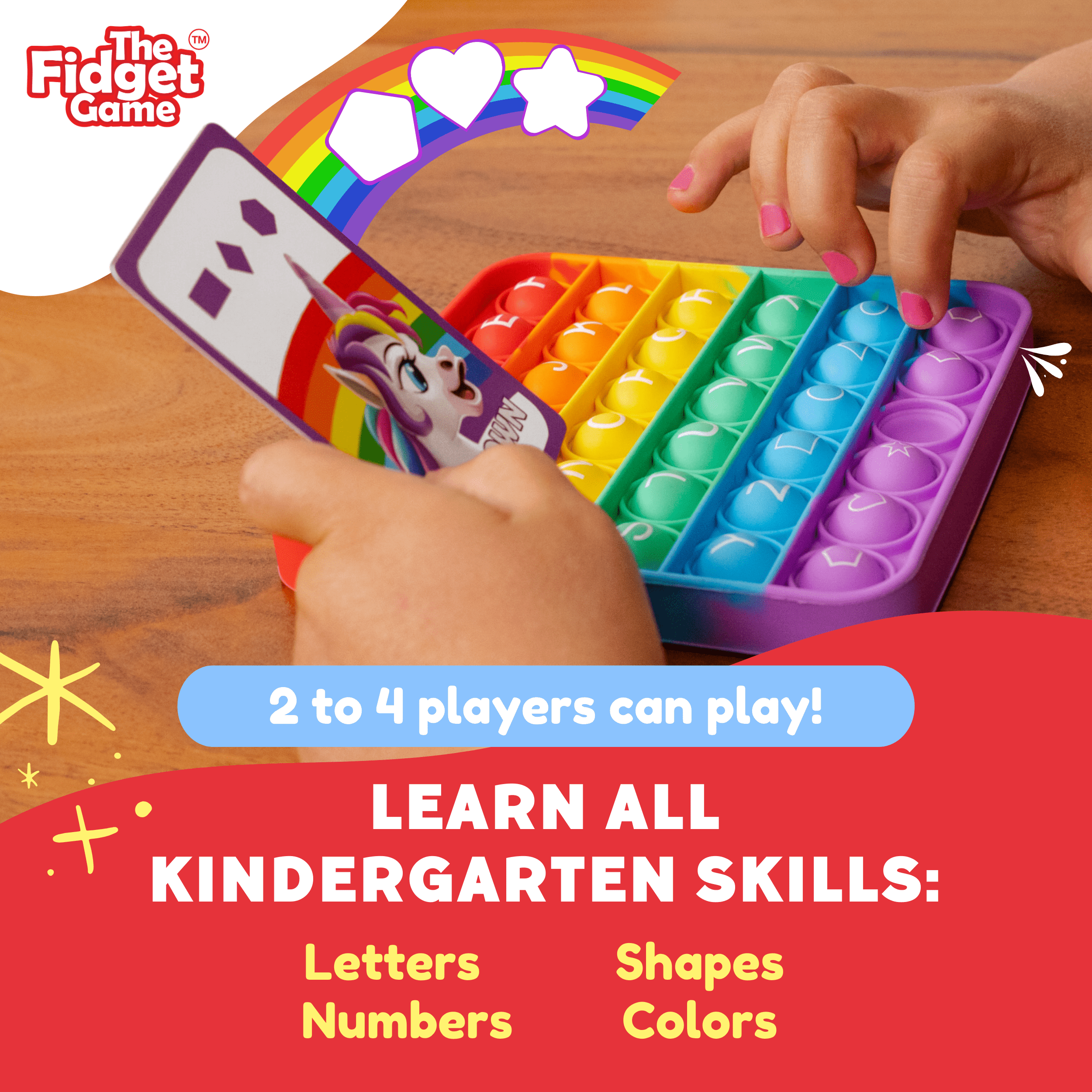 The Fidget Game Unicorns vs Dragons – Educational ABC Learning Toy Set for Kids Ages 3+, 1 Set, Alphabet, Numbers, Shapes & Colors for Pre-K & Kindergarten