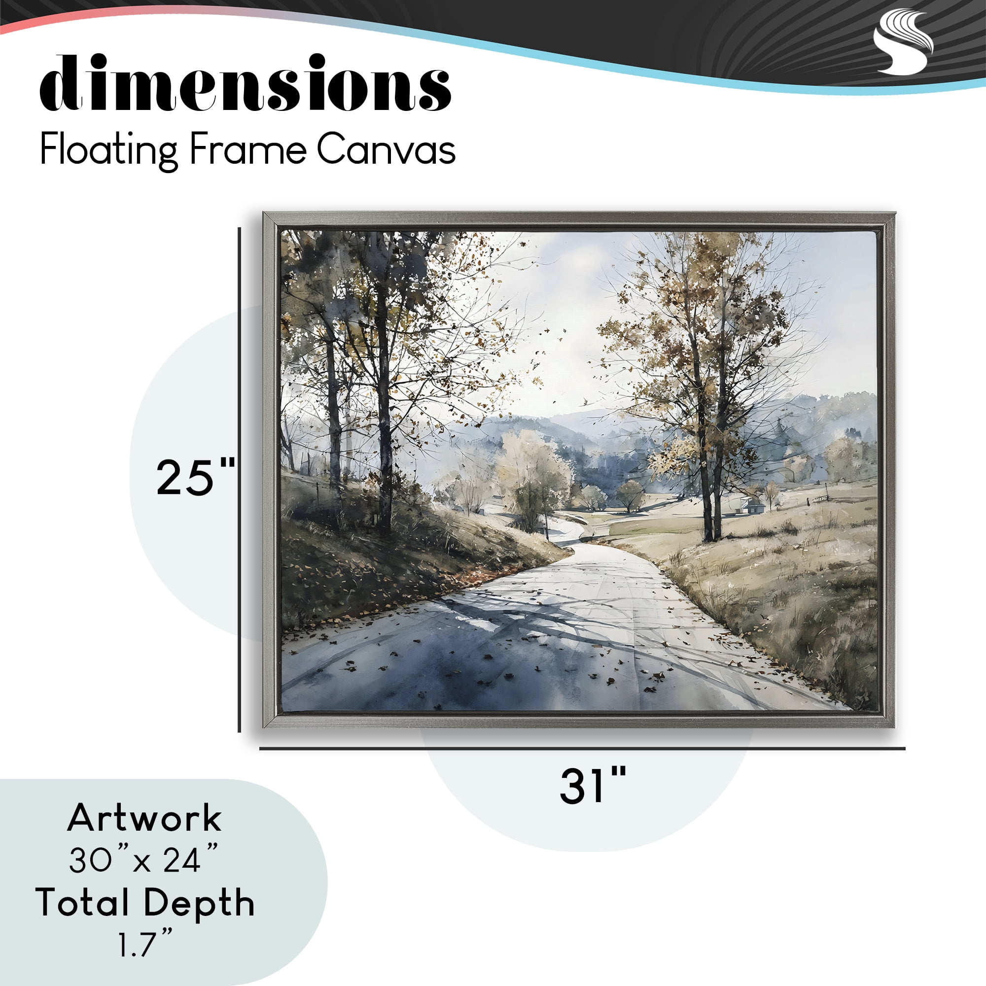 Stupell Industries Country Road in Autumn Gray Framed Floater Canvas Wall Art, design by Franklyn Gregory