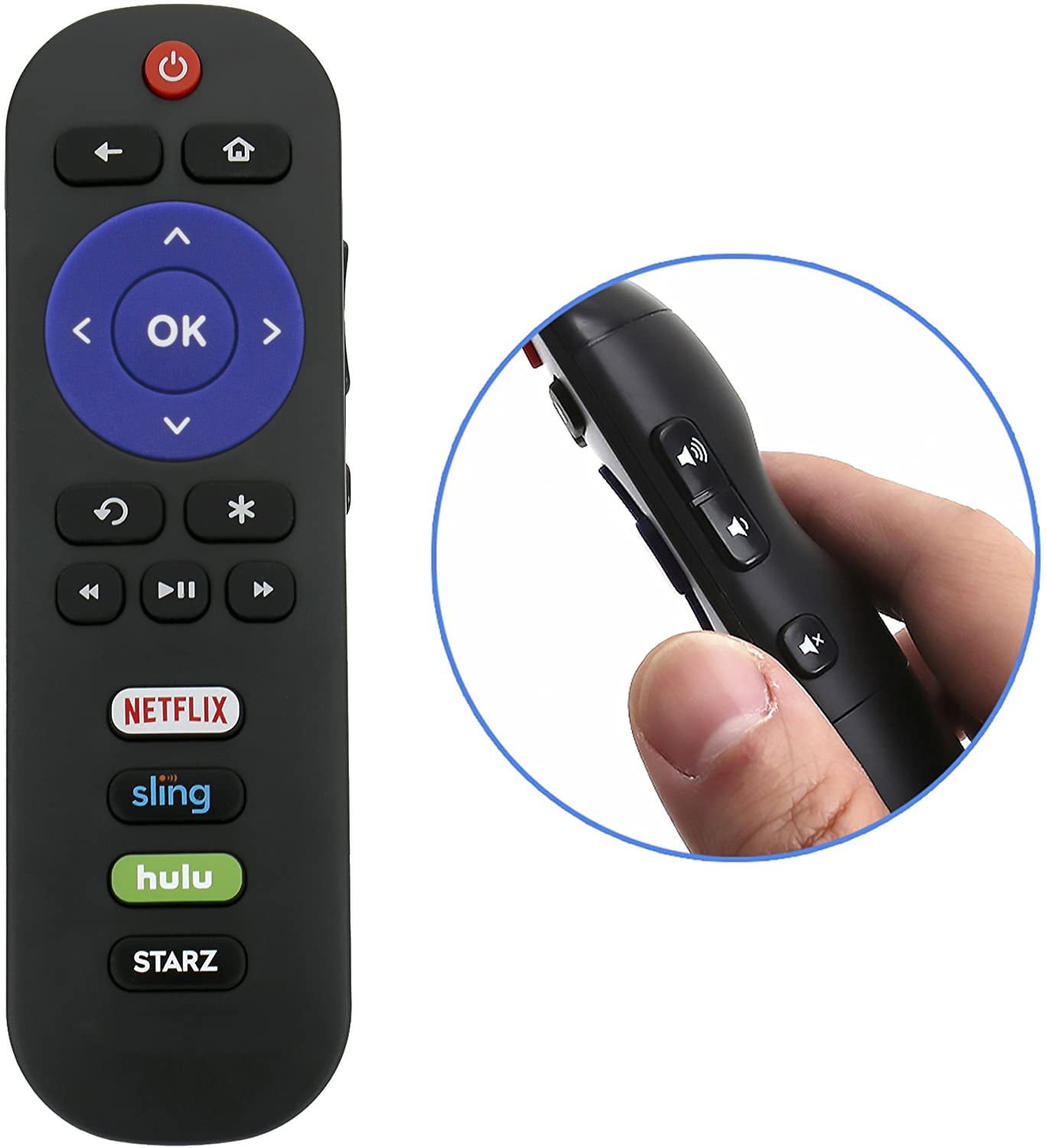 New RC280 Remote Control with Netflix Sling Hulu Starz for TCL Roku TV
