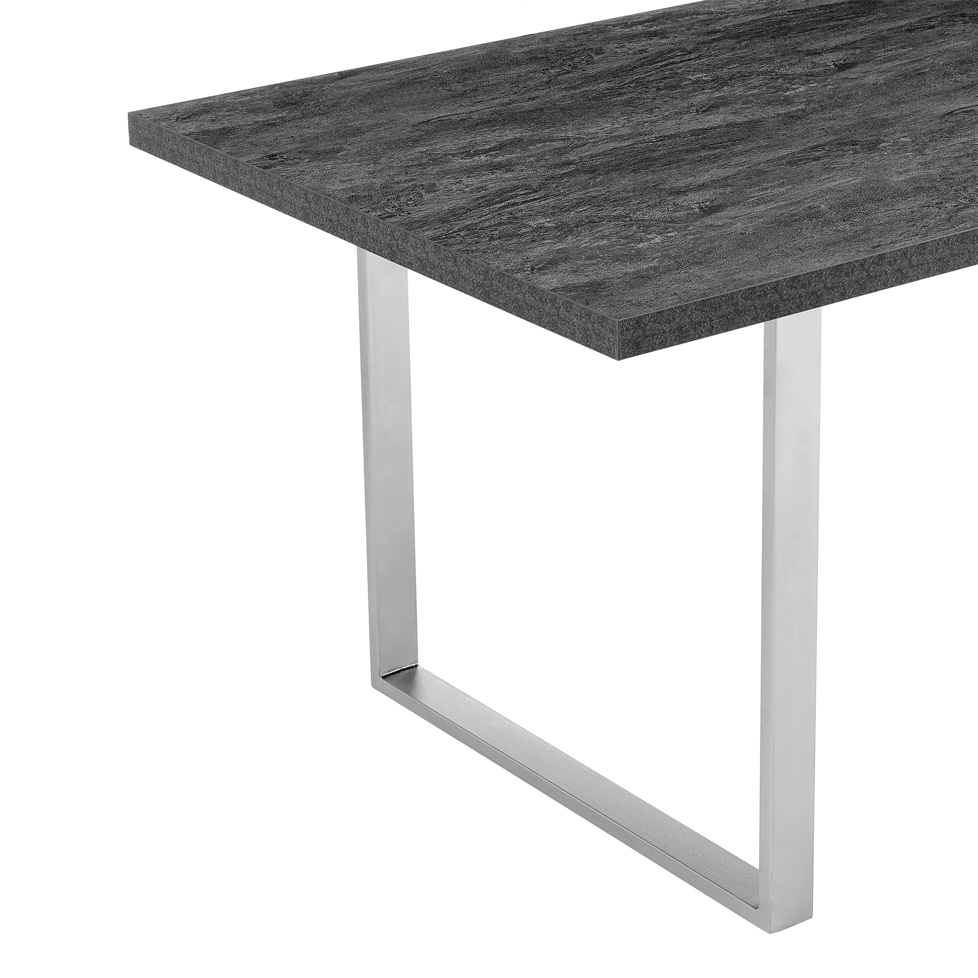 Armen Living Fenton Wood & Metal Dining Table in Charcoal/Stainless Steel