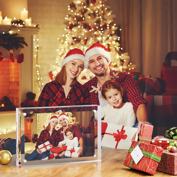 8x10 Magnetic Acrylic Picture Frames 3 Pack – 24mm Thick, 20% Thicker Clear Double-Sided Photo Frame, Free-Standing Frameless Display for Desktop, Home or Office Decor, Gift-Ready